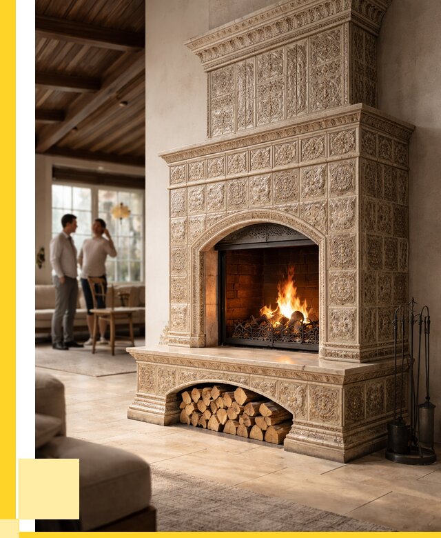 Купить изразцовый камин в Алексеевке от 253100 р. | ЭриданЛкв