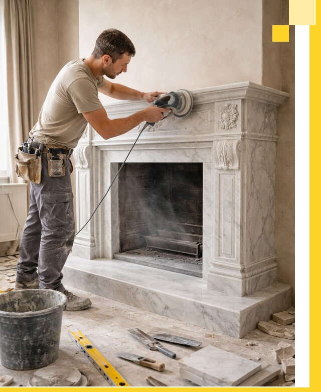 Изготовление и установка мраморных каминов в Алексеевке под ключ