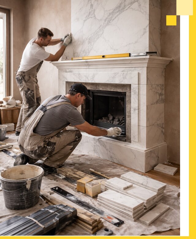 Отделка каминов в Алексеевке качественные облицовочные работы