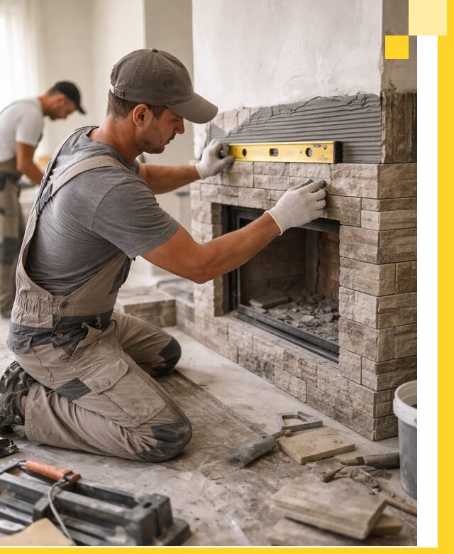 Облицовка каминов в Алексеевке, монтаж и отделка натуральным камнем