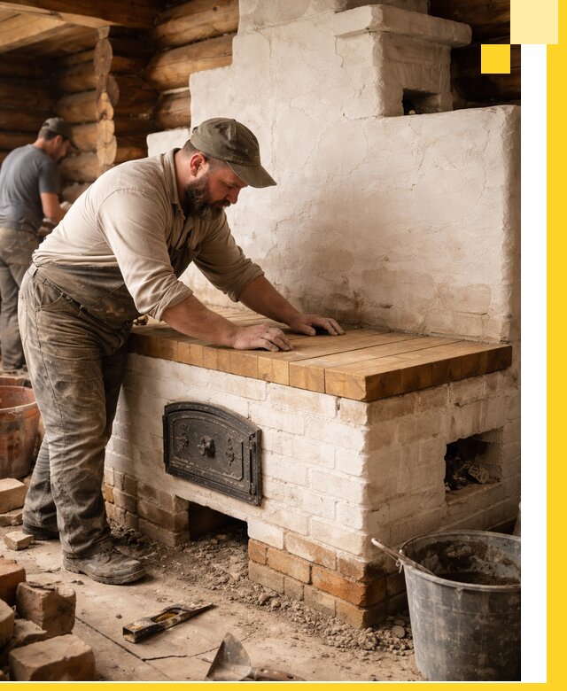 Проектирование и установка русской печи с лежанкой в Алексеевке