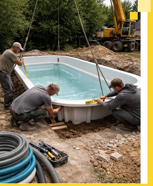 Установка и монтаж композитных бассейнов под ключ в Алексеевке