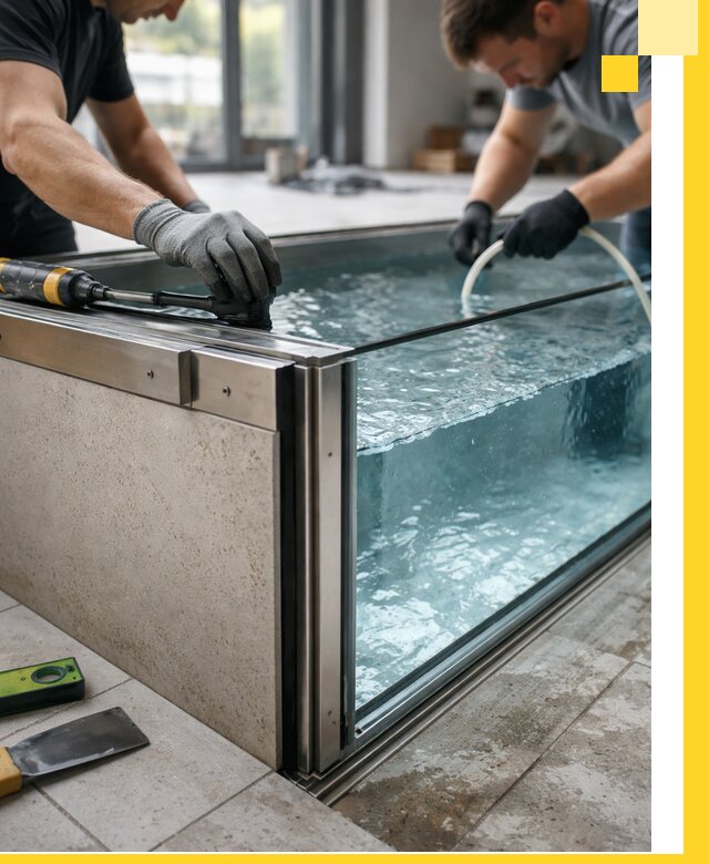 Проектирование и монтаж стеклянных бассейнов в Алексеевке