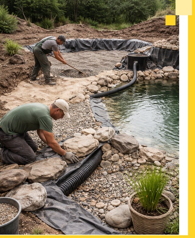 Строительство природных бассейнов и озер в Алексеевке под ключ