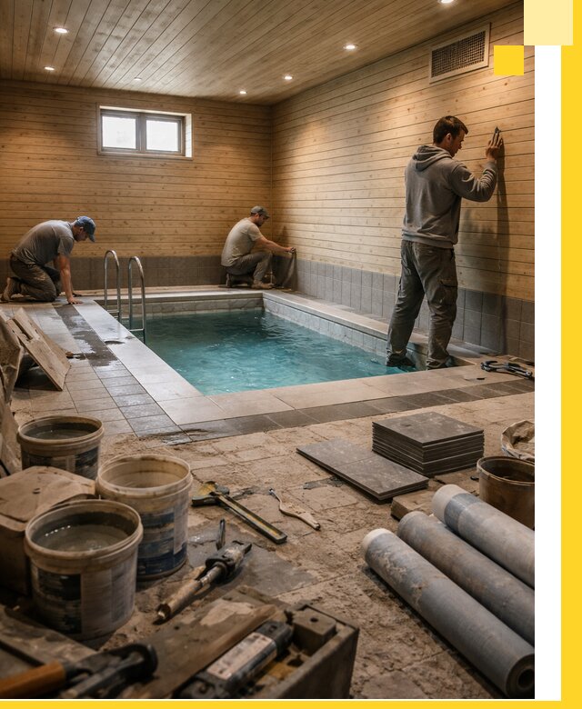 Строительство бани с бассейном и сауной под ключ в Алексеевке