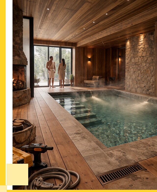 Проекты бань с бассейном под ключ в Алексеевке от 75930 р., ЭриданЛкв