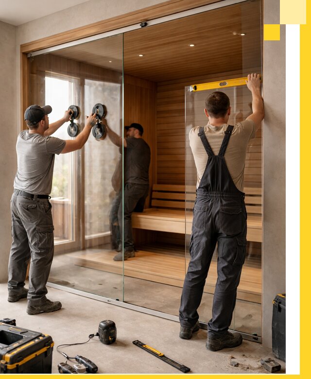 Производство и монтаж стеклянных саун под ключ в Алексеевке