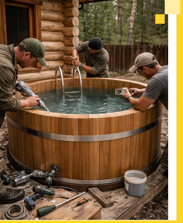 Строительство бань с купелью под ключ и отделкой в Алексеевке