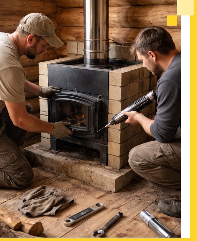 Монтаж и установка печи в бане под ключ с гарантией в Алексеевке