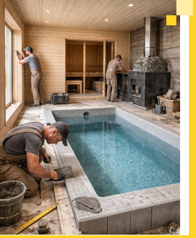 Проект бани с бассейном и сауной в Алексеевке под ключ