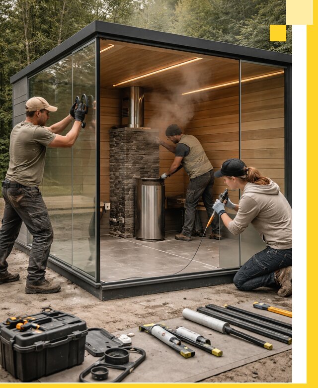 Проектирование и строительство стеклянных бань в Алексеевке