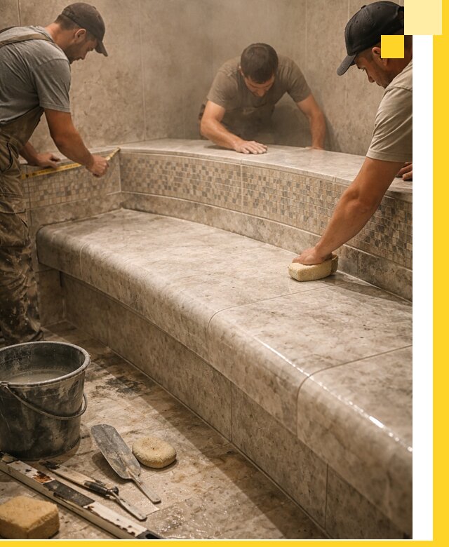 Изготовление и установка сидений для хамама в Алексеевке