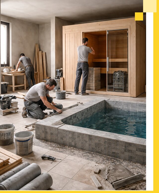 SPA зоны под ключ с бассейном сауной и печью в Алексеевке